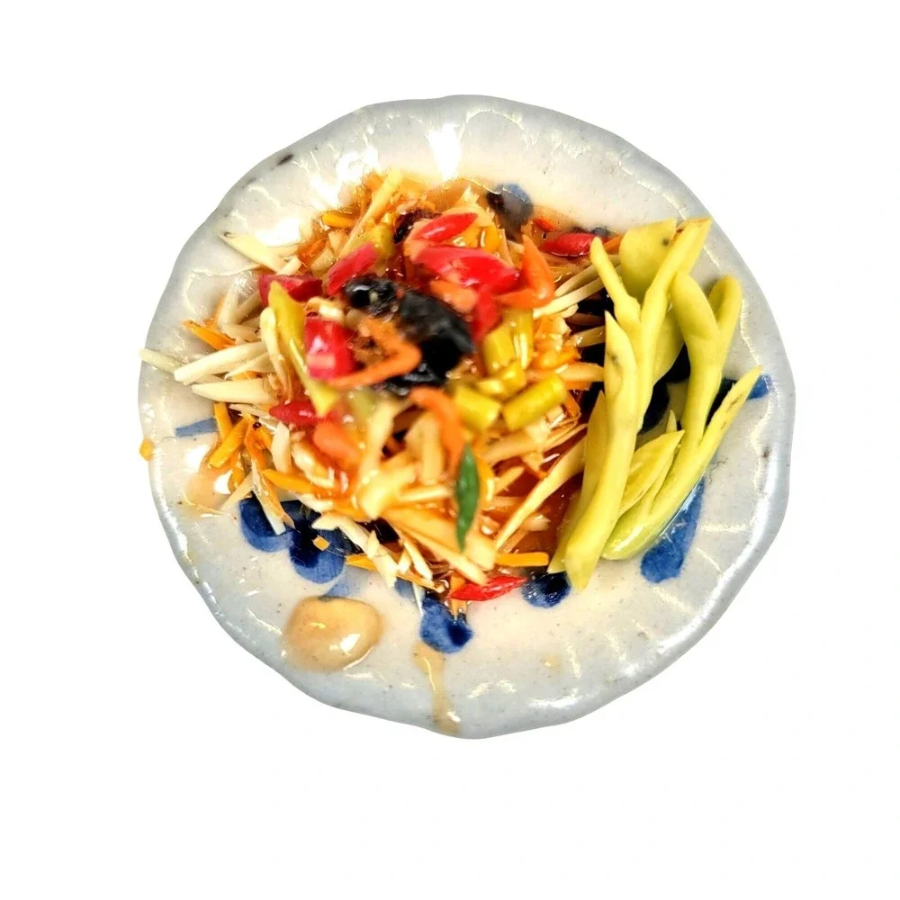 Miniature Thai Papaya Salad Som Tum Fridge Magnet Realistic Food Decor 1.5 Inch